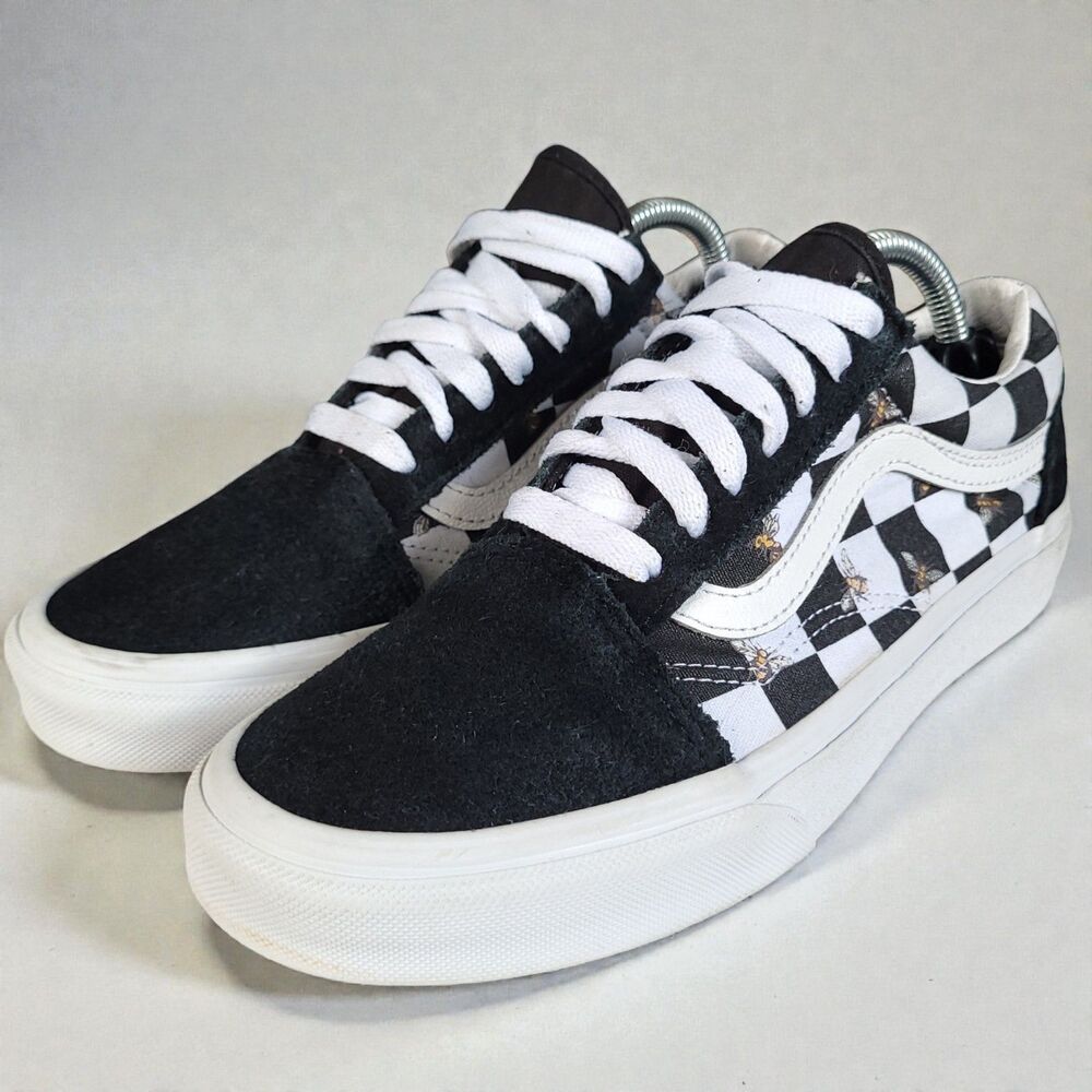 Vans Old Skool Bumble Bee Womens Sz 7 Checkerboard Black White Shoes 507698 GUC